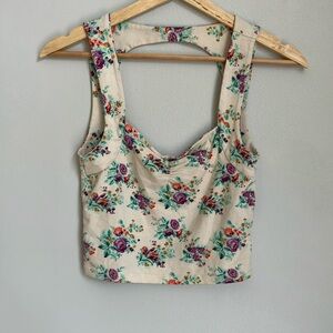 Floral cream cropped top